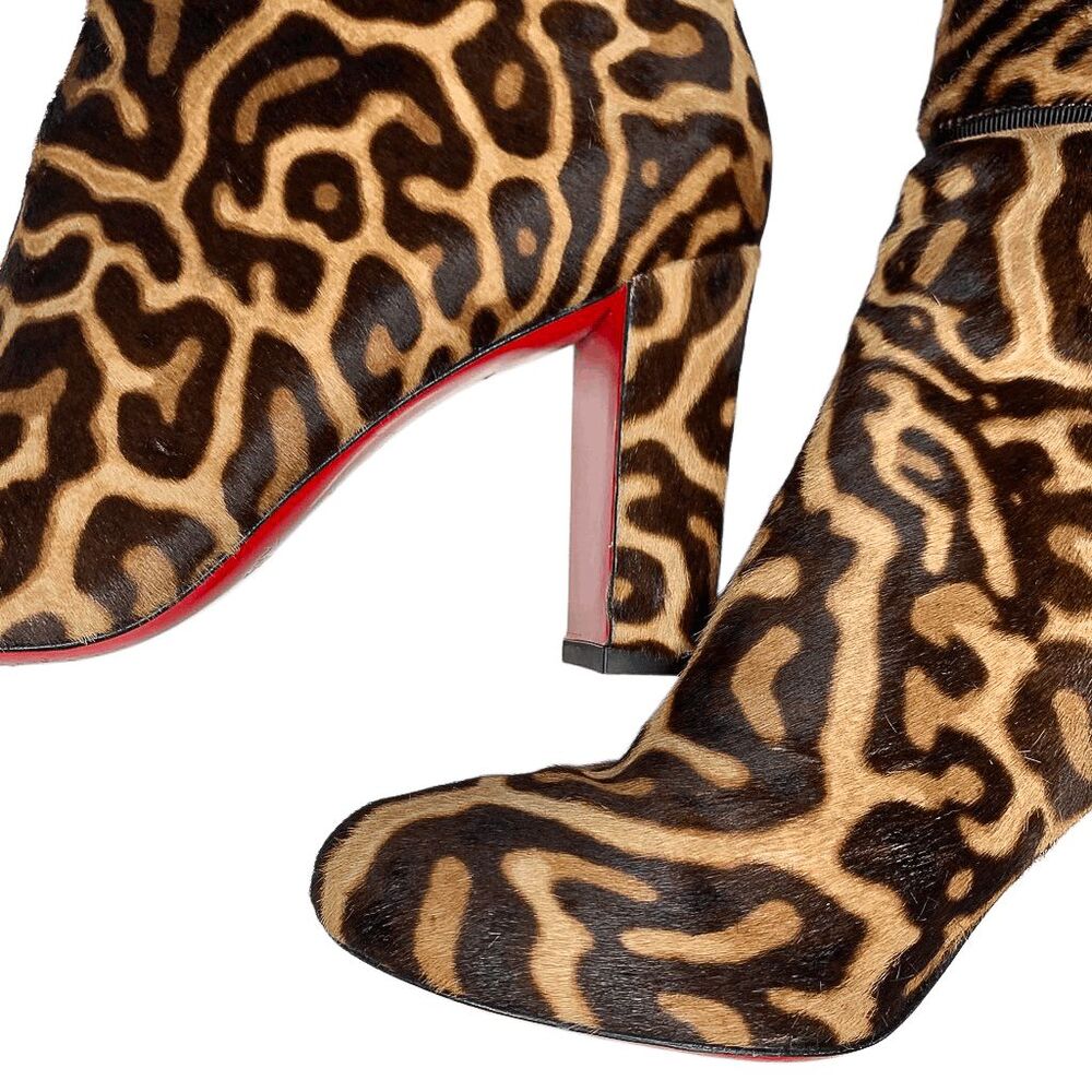 Christian Louboutin Moulamax 85 Pony Hair Heeled Ankle Booties EU 37.5 US 7.5 - Picture 6 of 11